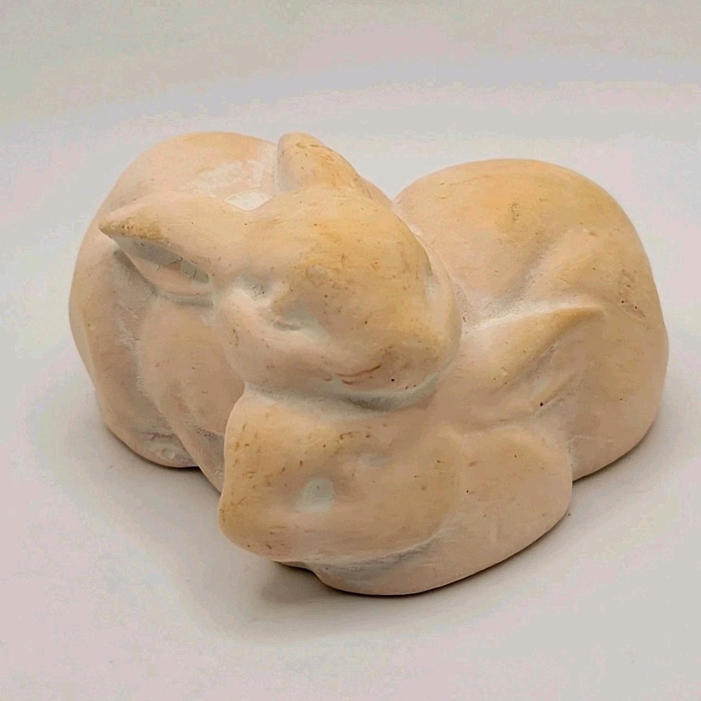 VTG Bunny Love‎ Style Rabbit Sculpture Snuggling Bunnies Durastone Look Earthy
